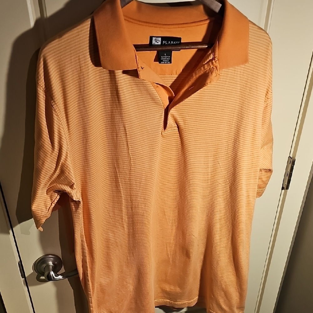 JOS. A. BANK- MENS Casual Orange Polo Shirt with Classic Collar Size L